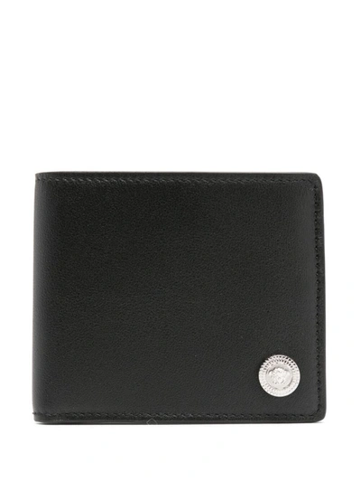 Versace Bi-fold Calf Wallet Accessories In Black