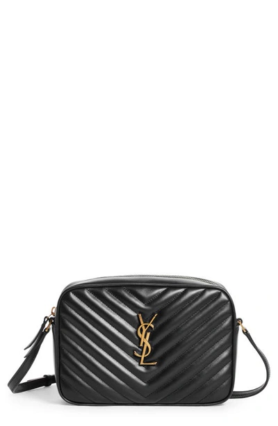 Saint Laurent Lou Medium Ysl Camera Bag With Pocket In Quilted Leather In Black