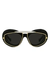 Loewe Women's Double Frame 47mm Geometric Sunglasses In Shiny Black / Smoke
