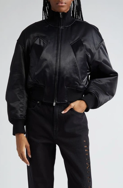 Alexander Wang Logo-tag Padded Bomber Jacket In Black