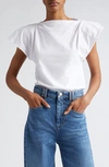 Isabel Marant Sebani Gathered Shoulder Cotton T-shirt In White