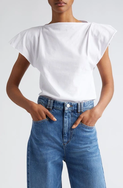 Isabel Marant Sebani Gathered Shoulder Cotton T-shirt In White