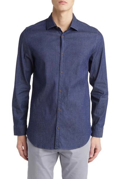 TED BAKER LODERS SLIM FIT STRETCH CHAMBRAY BUTTON-UP SHIRT