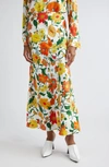 Stella Mccartney Floral-print Maxi Skirt In Orange Multicolour