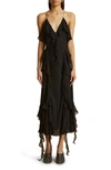 Khaite Pim Silk Georgette Midi Dress In Black