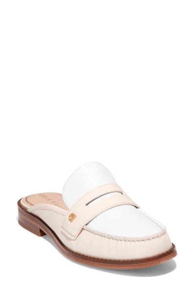 Cole Haan Lux Pinch Penny Mule In Sandollar Leather,white Leather