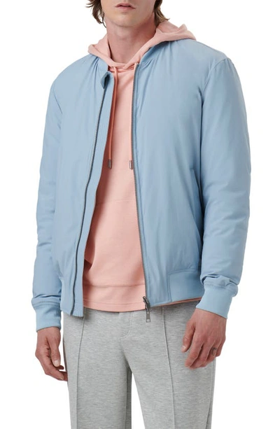 Bugatchi Water Resistant Reversible Bomber Jacket In Dusty Blue