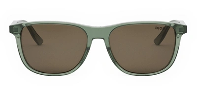 Dior In S3i 55f0 Dm40119i 98e Square Sunglasses In Green/brown Solid