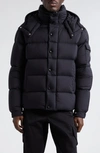 Moncler Montgenevre Virgin Wool Flannel Down Puffer Jacket In Black