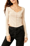 Free People Eyes On You Long Sleeve Knit Top In Beige