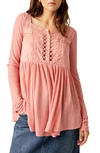 FREE PEOPLE PRETTY PLEASE LACE TUNIC TOP