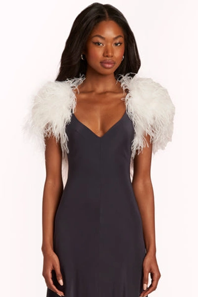 Amanda Uprichard Ostrich Feather Shrug In Cream