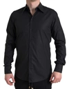 DOLCE & GABBANA BLACK COLLARED LONG SLEEVE MARTINI SHIRT