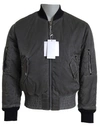 Mm6 Maison Margiela Elegant Gray Bomber Jacket Full Zip Closure In Black
