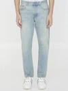 Valentino Vlogo Signature Embossed Tapered Jeans In Blue
