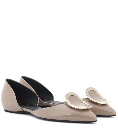 Roger Vivier Women's Sexy Choc Patent Leather D'orsay Flats In Taupe