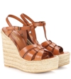 Saint Laurent Tribute Espadrille Wedge Sandals In Orange