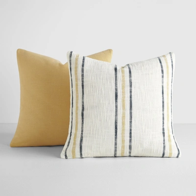 Ienjoy Home 2-pack Yarn-dyed Patterns Decor Throw Pillows In Yarn-dyed Framed Stripe / Solid