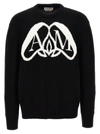 ALEXANDER MCQUEEN LOGO SEAL SWEATER, CARDIGANS WHITE/BLACK