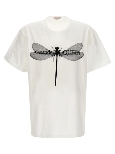 Alexander Mcqueen Dragonfly T-shirt In White/black