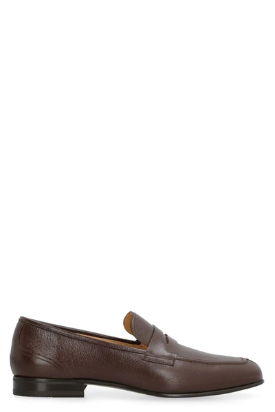 Bally Saix Leather Loafers In Brown