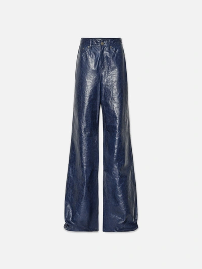 Frame Le Palazzo Leather Pants In Blue