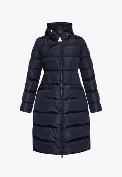 Moncler Avocette Long Down Jacket In Navy