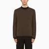Balmain Mini Letter Pattern Knitted Sweater In Brown