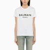 BALMAIN BALMAIN WHITE CREW-NECK T-SHIRT WITH LOGO WOMEN