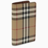 BURBERRY BURBERRY BEIGE CARD CASE WITH VINTAGE CHECK PATTERN IN COATED CANVAS WOMEN