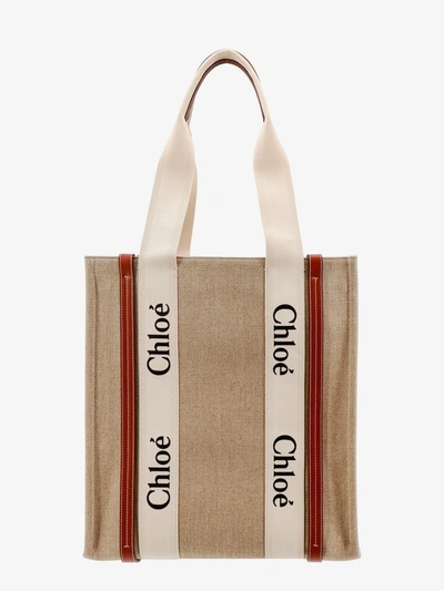 Chloé Woody Large Tote Bag In Cream