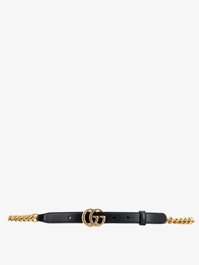 Gucci Gg Marmont Chain Belt In Black