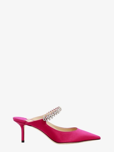 Jimmy Choo Satin Mule With Swarovski Detail In Pink