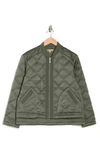 Democracy Drop Shoulder Diamond Quilted Bomber Jacket In Deep Seagrass