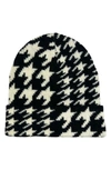Marcus Adler Houndstooth Cuff Beanie In Black
