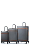 Champs Vintage-like Iii Hardside Spinner Luggage Set, 3 Piece In Grey