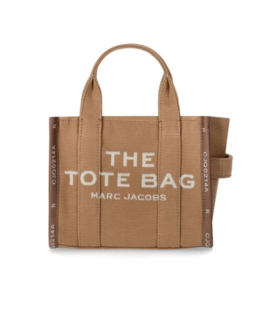 Marc Jacobs The Jacquard Small Tote Camel Handbag In Beige