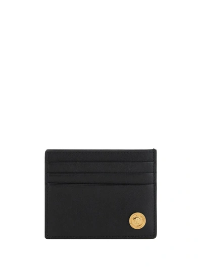 Versace Card Holder In Black/ Gold