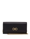 Ferragamo `gancino Soft` Chain Wallet In Black