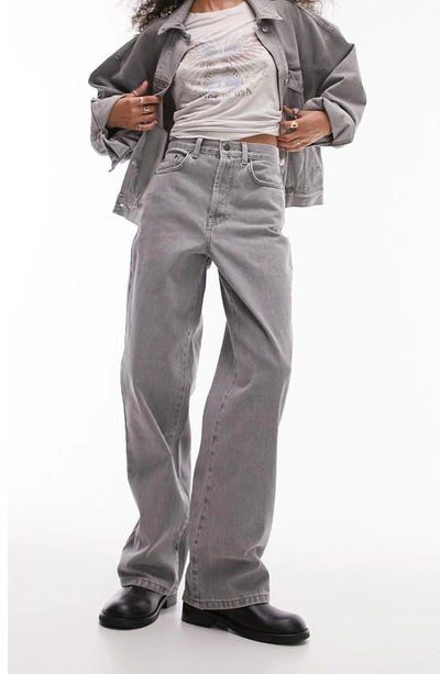 Topshop Column Jean In Gray In Grey