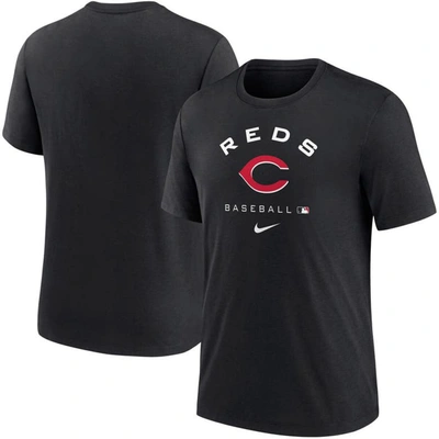 Nike Men's  Black Cincinnati Reds Authentic Collection Tri-blend Performance T-shirt