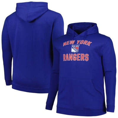 PROFILE PROFILE BLUE NEW YORK RANGERS BIG & TALL ARCH OVER LOGO PULLOVER HOODIE