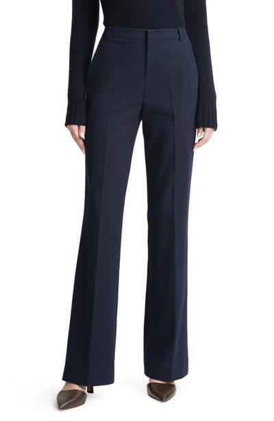 Vince Cotton Stretch Mid-rise Bootcut Trousers In Atlantic