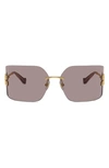 Miu Miu Runway Rimless Square Metal Sunglasses In Gold
