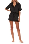 Flora Nikrooz Victoria Charmeuse Shorts Pajama Set In Black