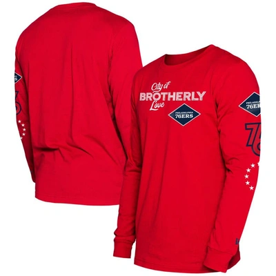 New Era Men's  Red Philadelphia 76ers 2023/24 City Edition Long Sleeve T-shirt