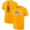 FANATICS FANATICS BRANDED LEBRON JAMES GOLD LOS ANGELES LAKERS PLAYMAKER NAME & NUMBER T-SHIRT