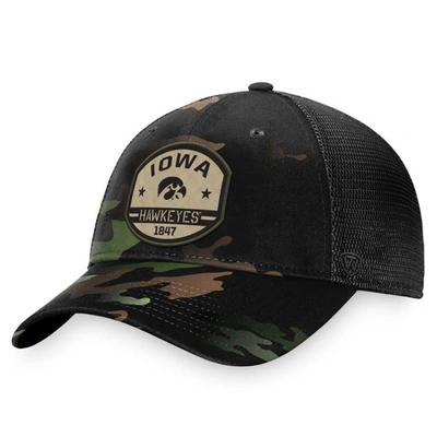TOP OF THE WORLD TOP OF THE WORLD BLACK IOWA HAWKEYES OHT DELEGATE TRUCKER ADJUSTABLE HAT