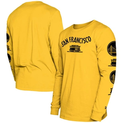 New Era Men's  Yellow Golden State Warriors 2023/24 City Edition Long Sleeve T-shirt