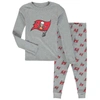 OUTERSTUFF YOUTH HEATHERED grey TAMPA BAY BUCCANEERS LONG SLEEVE T-SHIRT & trousers SLEEP SET